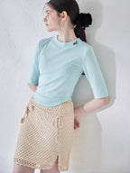 Rose crochet mini skirt ベージュ size:M model:170cm ALICE