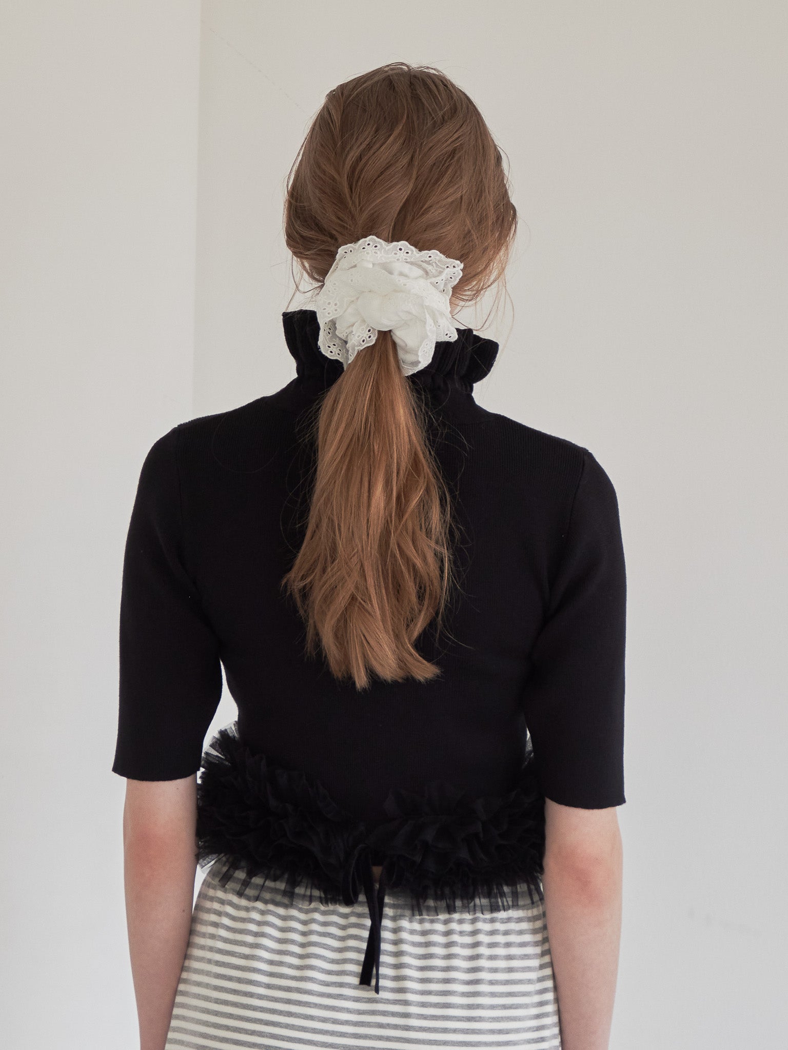 Hem tulle rib knit ブラック size:M model:174cm LERA