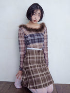 Hem flare mini skirt ブラウン size:M model:161cm 富樫かなえ