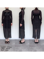 Tulle print dress & bra ブラック