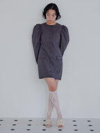 Volume sleeve mini dress グレー size:M model:161cm 富樫かなえ