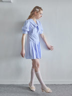 Low waist pleated mini dress ブルー size:M model:171cm ANIUTA