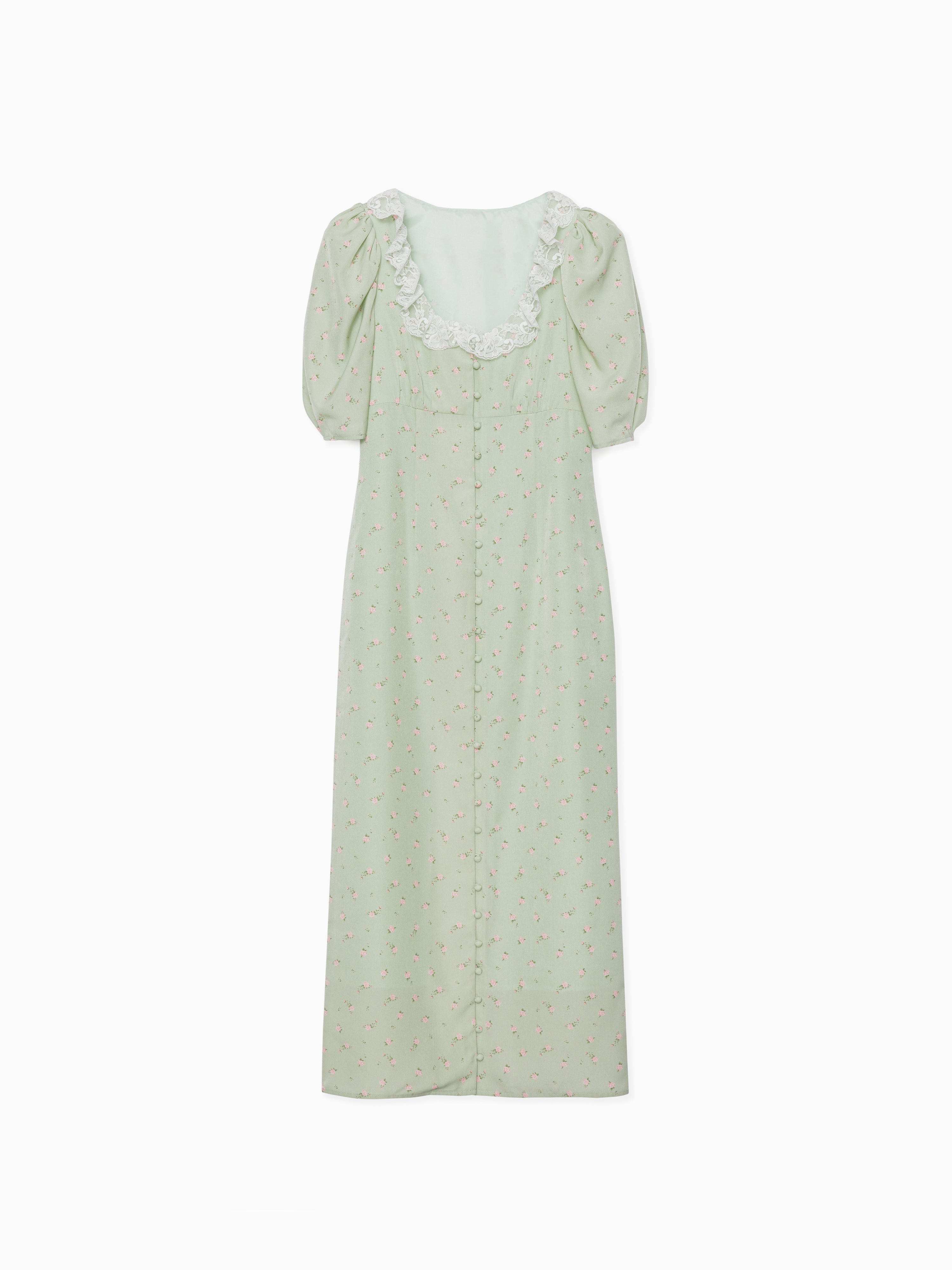 Decollete lace dress ミント