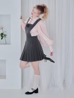 Rose pleated apron dress グレー size:M model:173cm Olesia