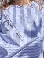 Tulip embroidered volume sleeve blouse ストライプ size:M model:174cm KATERYNA