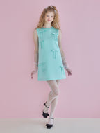 Many ribbon satin mini dress グリーン size:M model:173cm Olesia