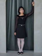 Hem flare mini skirt ブラック size:M model:161cm 富樫かなえ