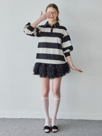 Rugby shirt and frill pants skirt ブラック size:M model:171cm ANIUTA