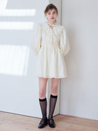French letter collar wrap mini dress クリーム size:M model:174cm KATERYNA