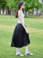 Rose satin docking rib dress ブラック size:M model:170cm ALICE