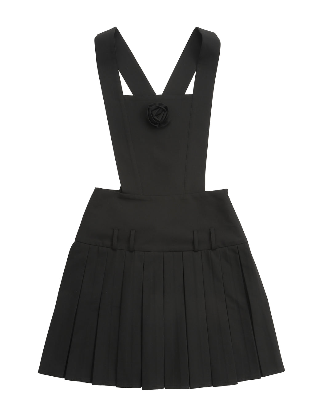Rose pleated apron dress ブラック