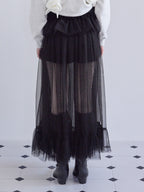 Frill tulle skirt & shorts set ブラック size:M model:173cm ALINA
