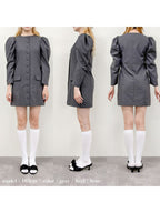 Volume sleeve mini dress グレー