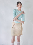 Rose crochet mini skirt ベージュ size:M model:170cm ALICE