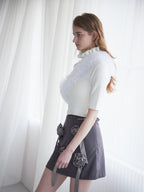 Hem tulle rib knit ホワイト size:M model:174cm LERA