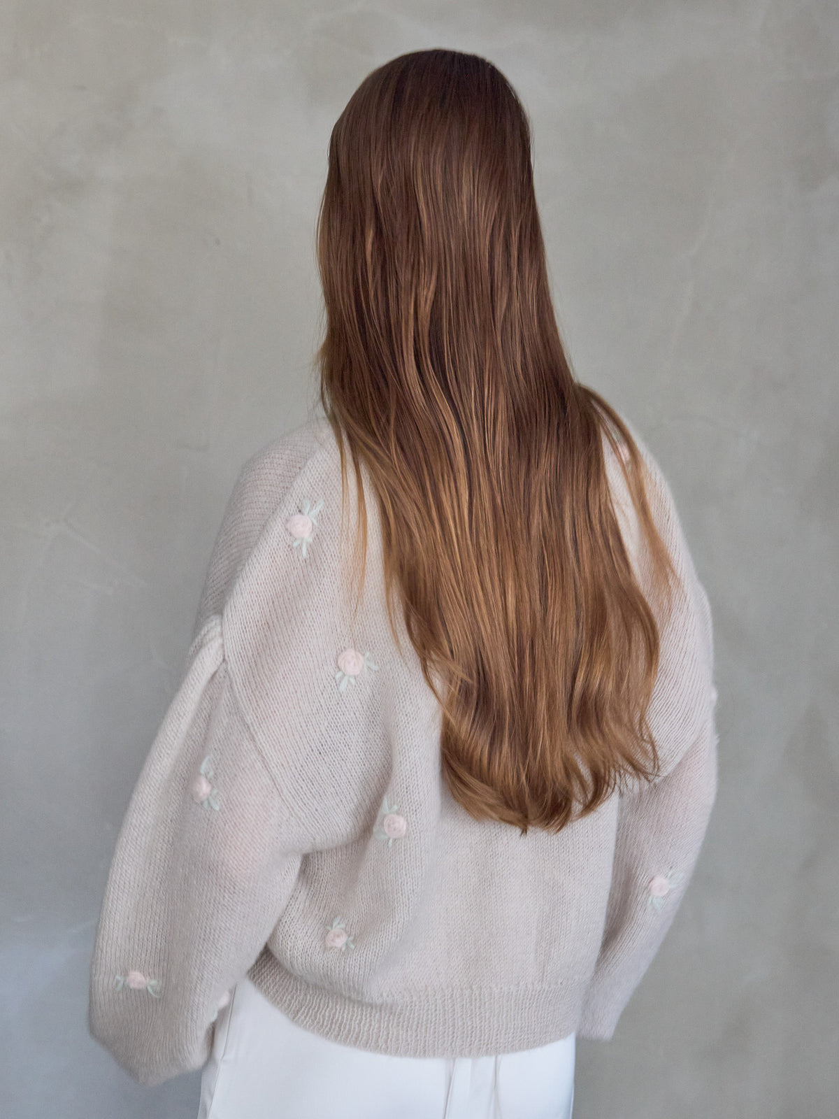 Many rose embroidery cardigan モカ size:M model:173cm ALINA