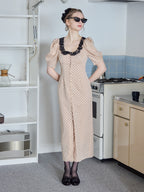 Decollete lace dress ベージュ size:M model:171cm ANIUTA