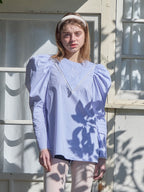 Tulip embroidered volume sleeve blouse ストライプ size:M model:174cm KATERYNA