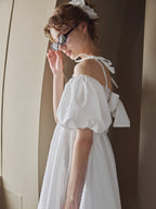 Back ribbon embossed volume mini dress ホワイト size:M model:175cm MARTA