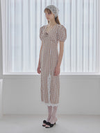 Rose gingham dress モカ size:M model:175cm MARTA