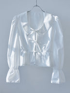 Front ribbon blouse ホワイト