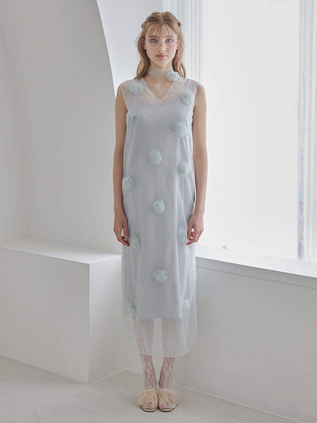 Rose tulle dress ミント size:M model:175cm MARTA