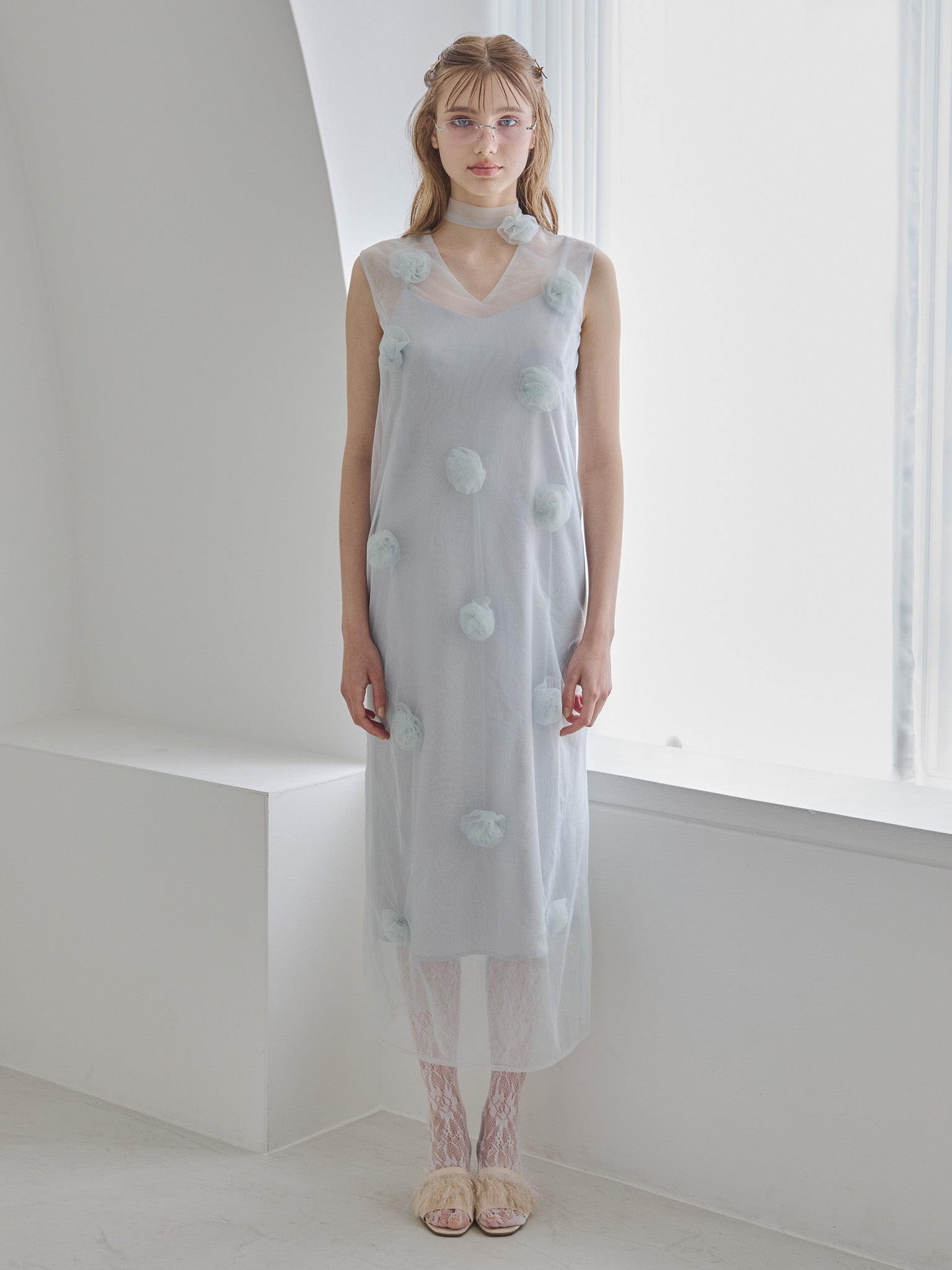 Rose tulle dress ミント size:M model:175cm MARTA