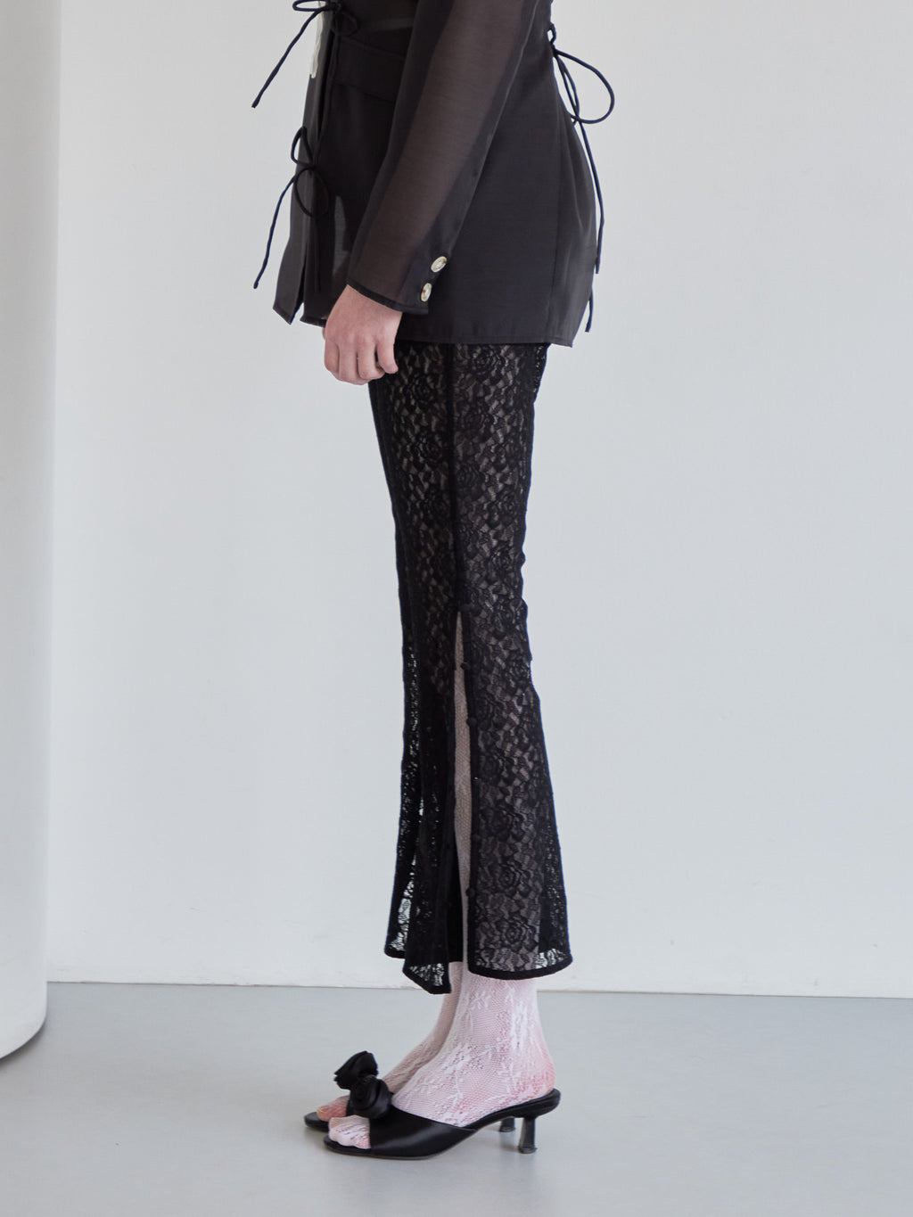 Heart trimming lace pants ブラック size:M model:174cm LERA
