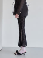 Heart trimming lace pants ブラック size:M model:174cm LERA