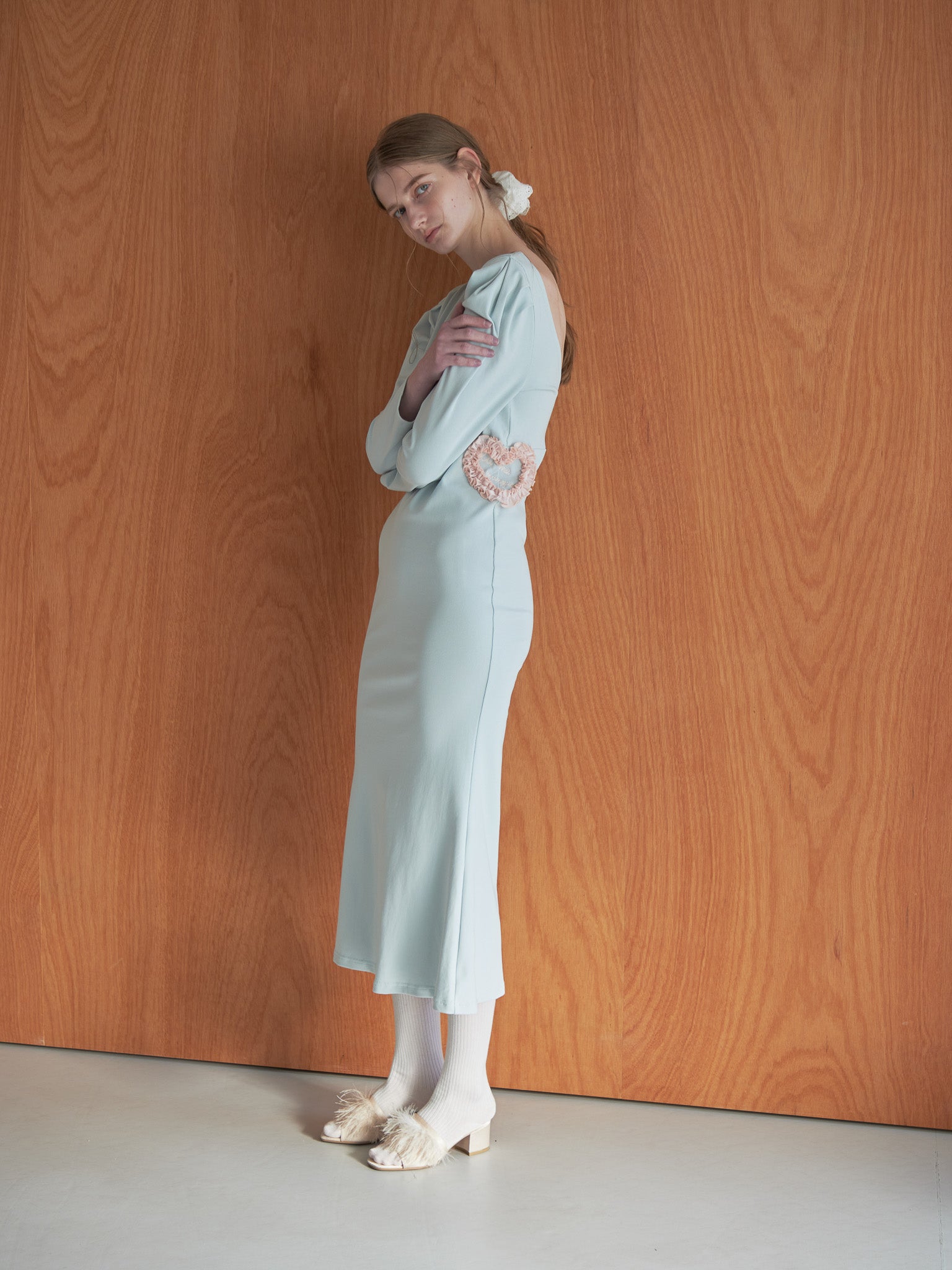 I miss you heart cut dress ミント