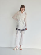 Ribbon sheer jacket アイボリー size:M model:174cm LERA