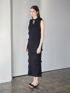 Rose knit hoodie dress ブラック size:M model:172cm GINEVRA