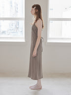 Ribbon embroidered satin cami dress モカ size:M model:173cm DASHA.G