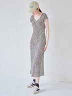 Back open print cut dress ブラウン size:M model:170cm ALICE