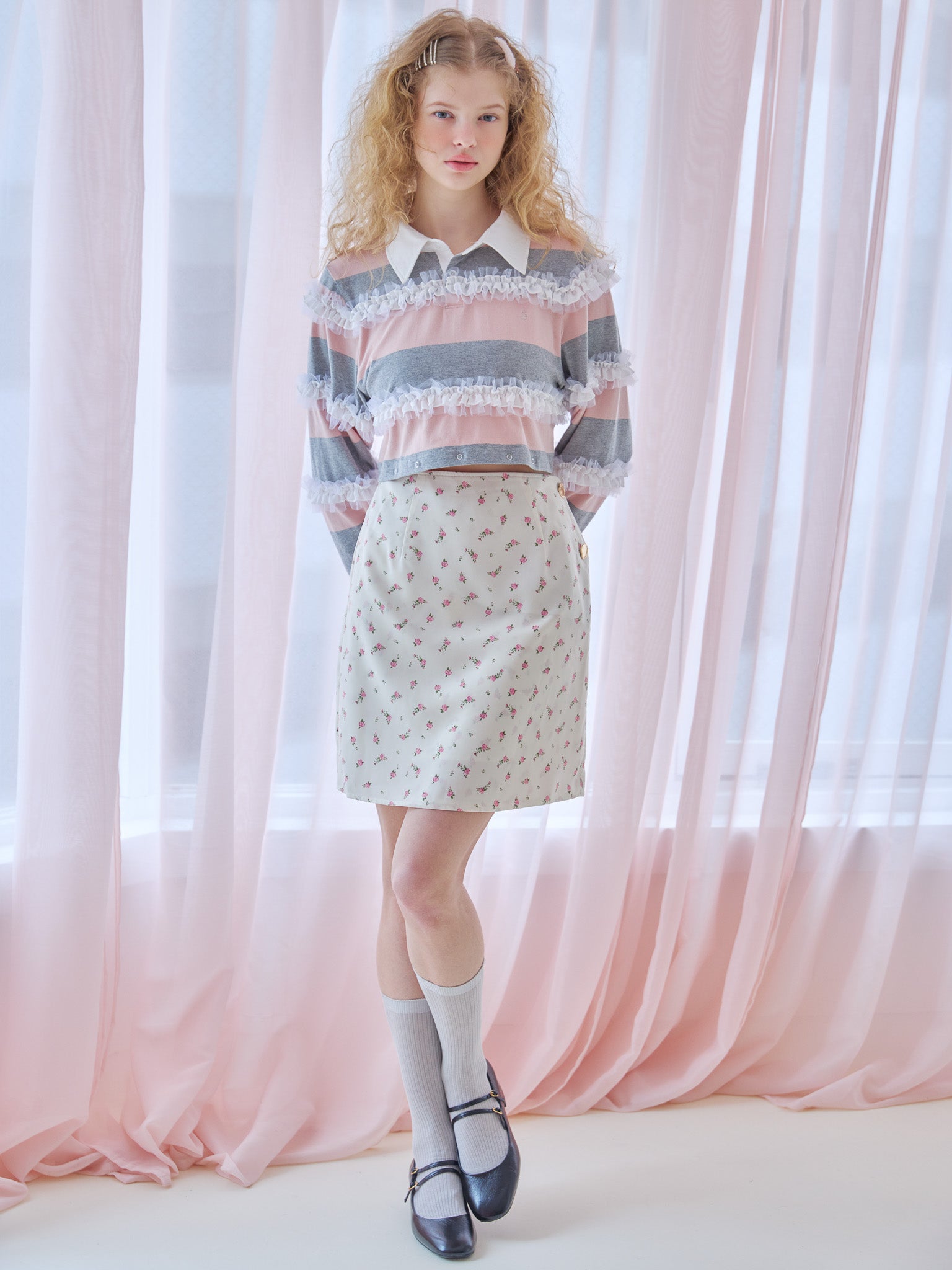 Lace lined mini skirt ホワイト size:M model:173cm Olesia