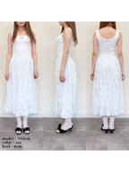 Low switching rose lace dress サックス