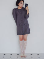 Volume sleeve mini dress グレー size:M model:161cm 富樫かなえ