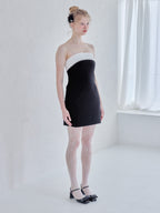 Rhinestone mini dress ブラック size:M model:173cm Olesia
