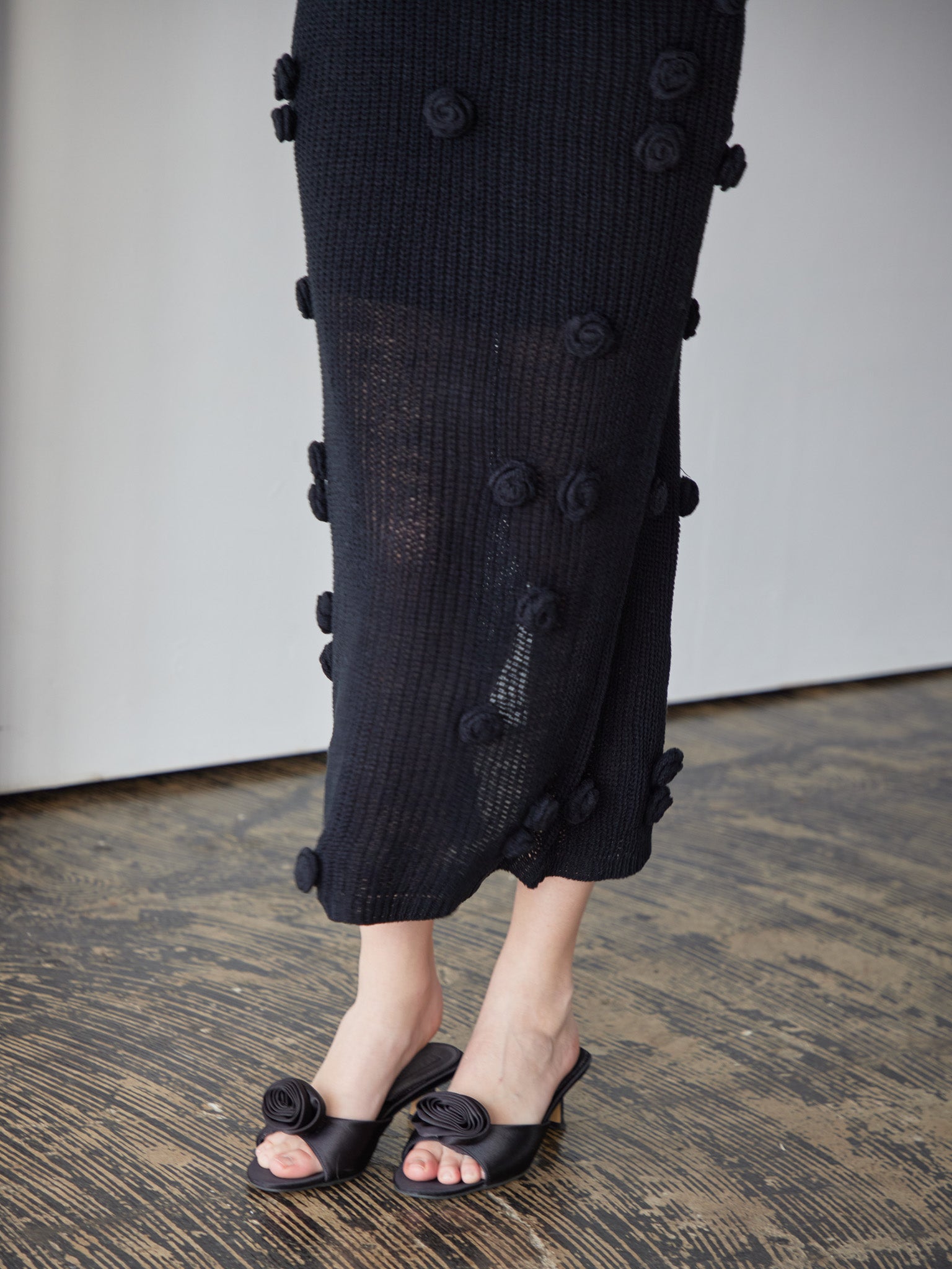 Rose knit hoodie dress ブラック size:M model:172cm GINEVRA