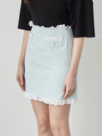 Lace trimming mini skirt ミント size:M model:172cm GINEVRA