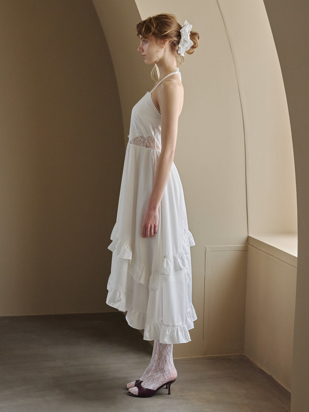 Lily embroidered apron long dress ホワイト size:M model:175cm MARTA