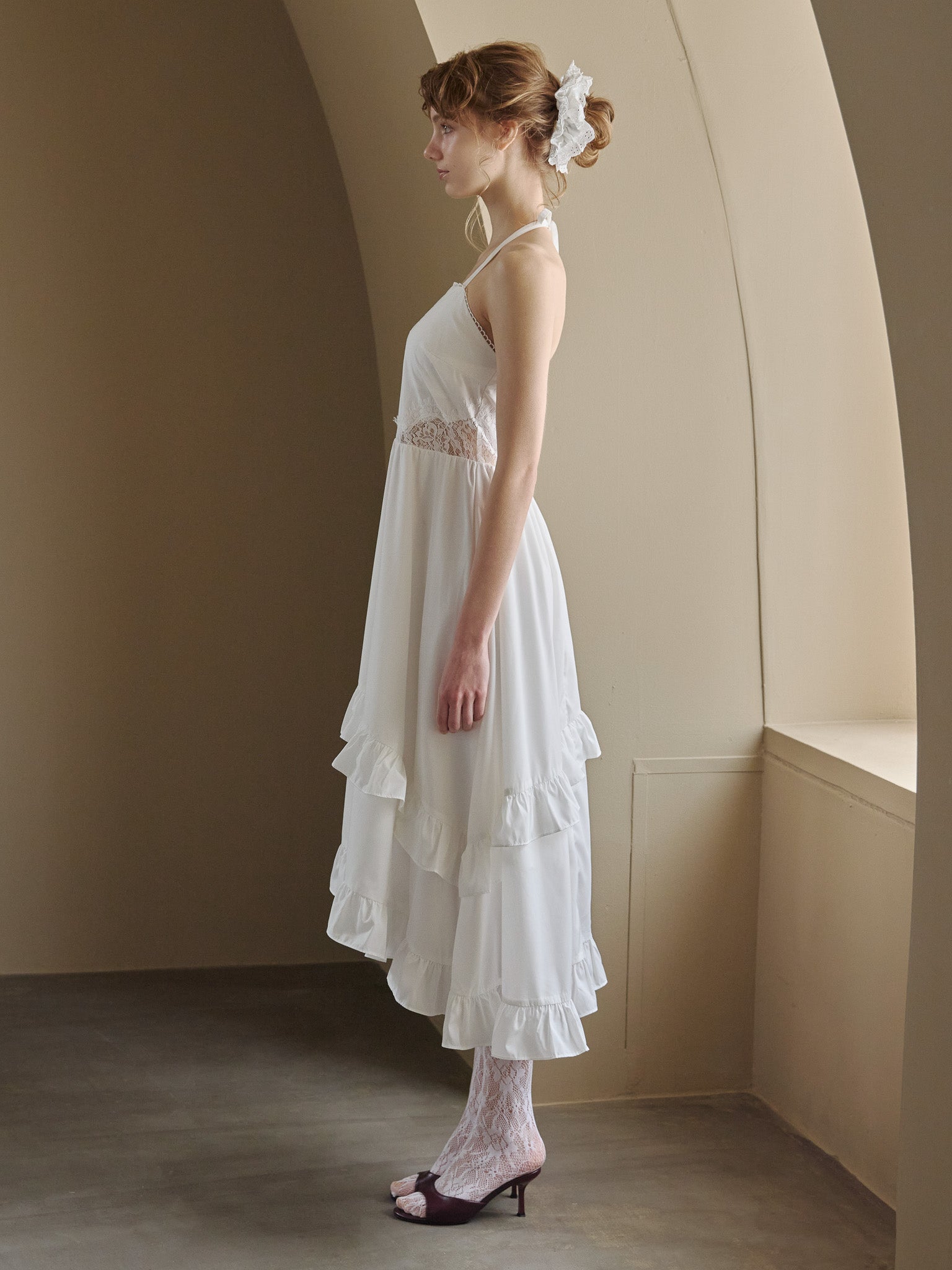 Lily embroidered apron long dress ホワイト size:M model:175cm MARTA