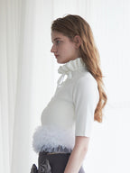 Hem tulle rib knit ホワイト size:M model:174cm LERA