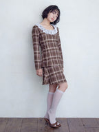 Lace trimmed tailored blouse ブラウン size:M model:161cm 富樫かなえ