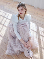 Tulle tiered volume skirt ピンク size:M model:174cm KATERYNA