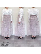 Tulle tiered volume skirt ピンク