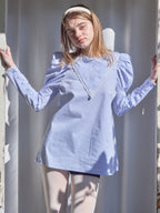 Tulip embroidered volume sleeve blouse ストライプ size:M model:174cm KATERYNA
