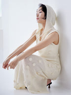 Rose knit hoodie dress ホワイト size:M model:161cm 富樫かなえ