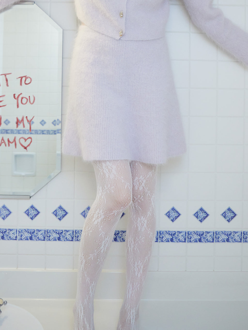 Shaggy mini skirt ラベンダー size:M model:163cm MINAMI