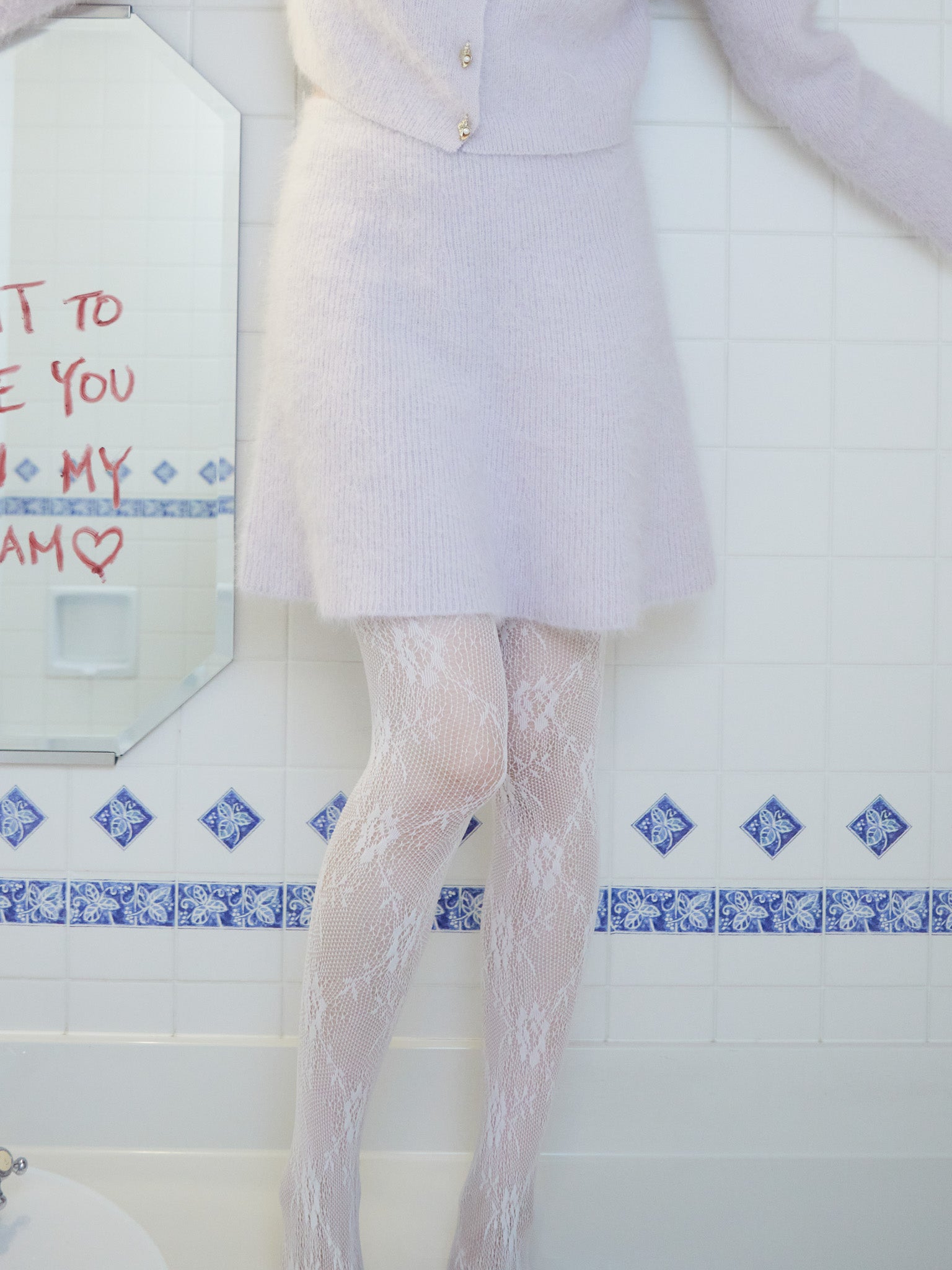 Shaggy mini skirt ラベンダー size:M model:163cm MINAMI